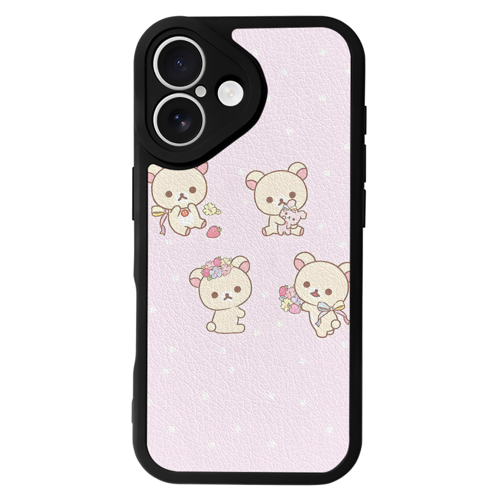 （画像用） リラックマ リラックマ キイロイトリ Rilakkuma Korilakkuma Kiiroitori 【iPhone 16シリーズ対応】シリコンスマホケース（レザー調） 材質：シリコン